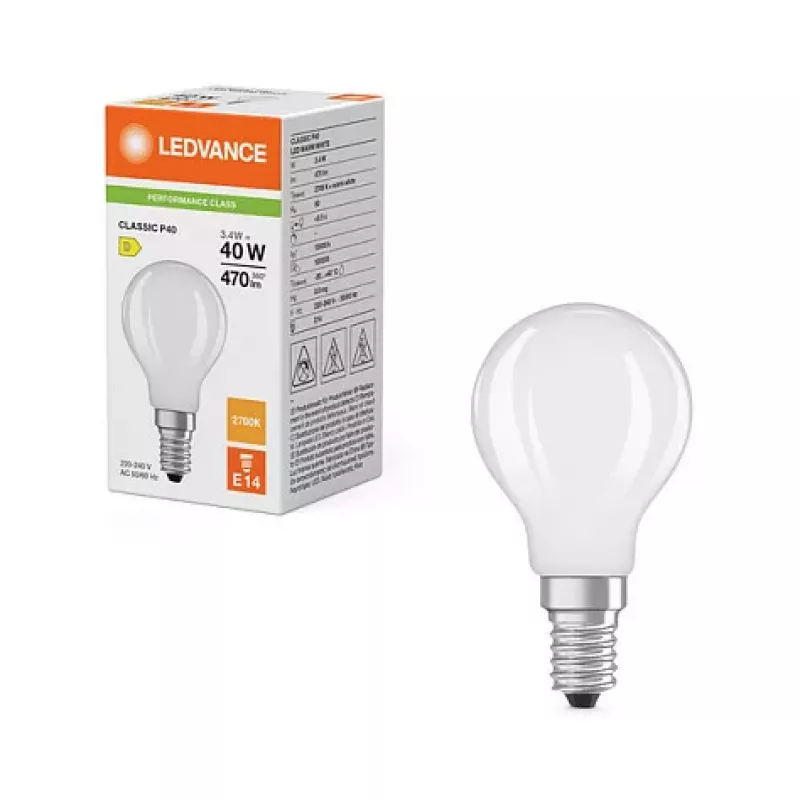 OSRAM LED Classic P 40 Filament 3,4W 827 mate E14 lâmpada LED, mini globo