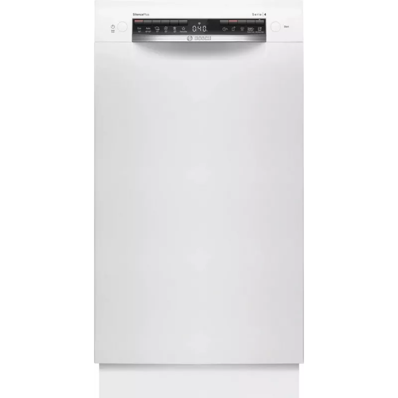 Bosch SPU4HMW01S máquina de lavar louça estreita de instalação livre, branco, 9 conjuntos de louça, classe de eficiência energética C, 45 dB, EcoSilence Drive, Home Connect