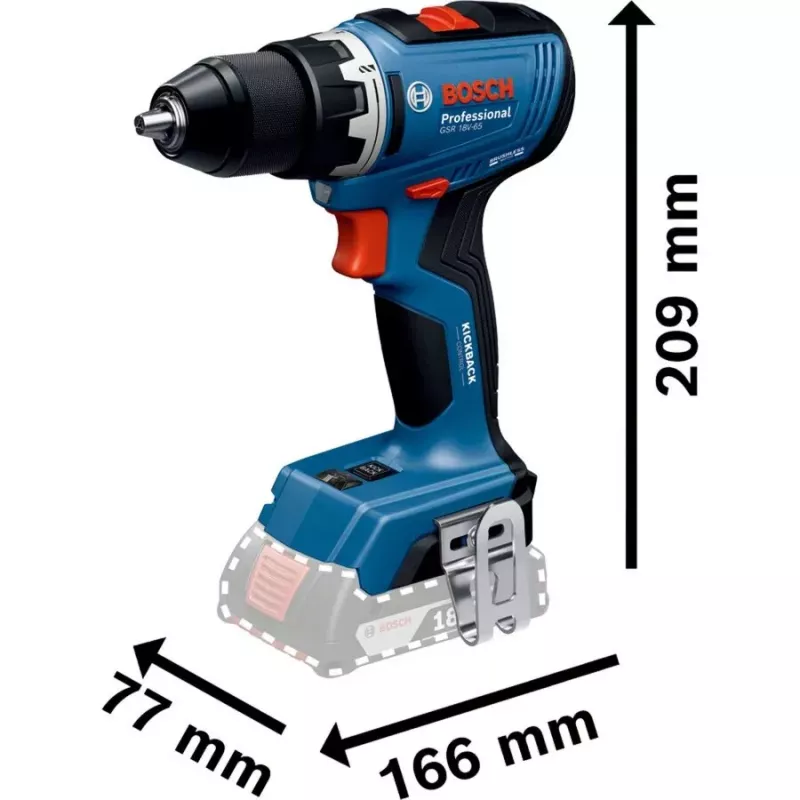 BOSCH Power Tools 18V Professional Combo Kit: martelo perfurador GBH 18V-22 + aparafusadora GSR 18V-65 + chave de impacto GDX 18V-285 (azul/preto, 3x baterias Li-Ion 5,0 Ah, bolsa de ferramentas)