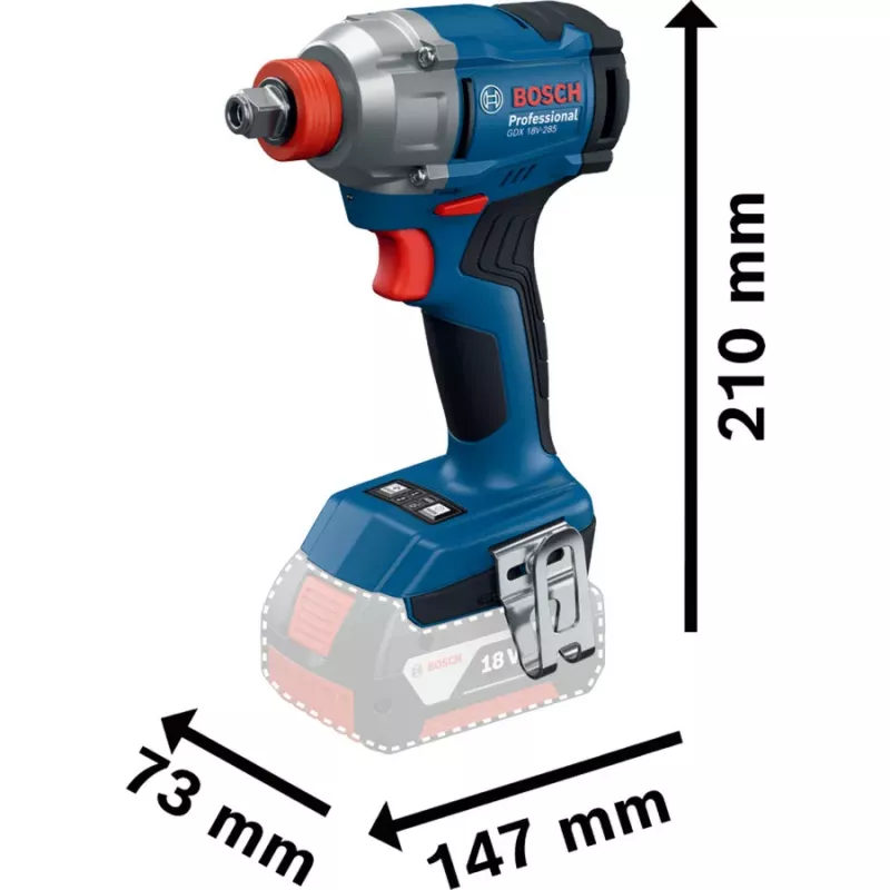 BOSCH Power Tools 18V Professional Combo Kit: martelo perfurador GBH 18V-22 + aparafusadora GSR 18V-65 + chave de impacto GDX 18V-285 (azul/preto, 3x baterias Li-Ion 5,0 Ah, bolsa de ferramentas)