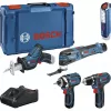 Bosch Power Tools 12V conjunto de ferramentas de 5 peças GOP + GSR + GDR + GSA + GLI (azul, 3x bateria Li-Ion 2,0 Ah)