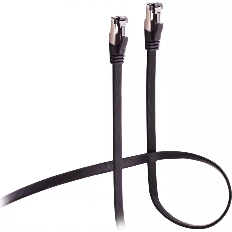 Flexline cabo de rede CAT 8.1 U/FTP PIMF, plano altamente flexível preto 1,5m