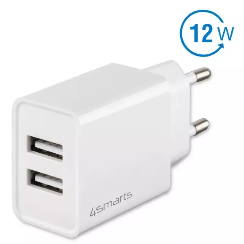 4SMARTS VoltPlug Dual Carregador de Parede 12W (sem Cabo), Branco