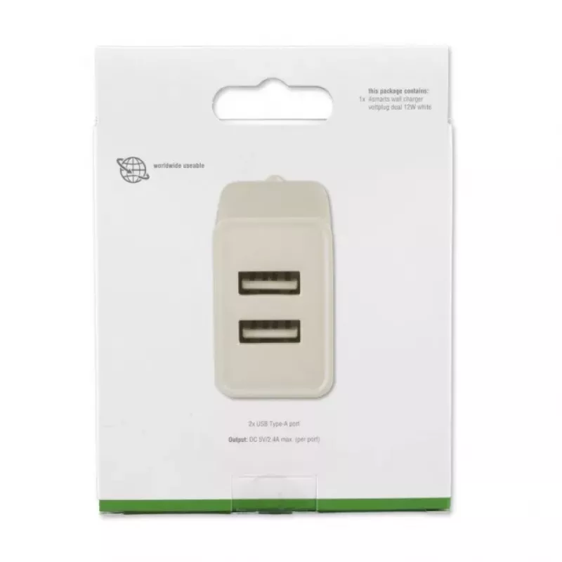 4SMARTS VoltPlug Dual Carregador de Parede 12W (sem Cabo), Branco