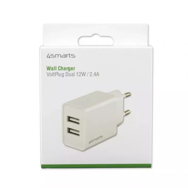 4SMARTS VoltPlug Dual Carregador de Parede 12W (sem Cabo), Branco
