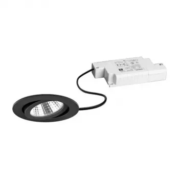 Brumberg 39363183 BB03 Conjunto de Focos LED Embutidos Redondo, 6W, 230V, Orientável, Preto, 3000K, Regulável por Fase