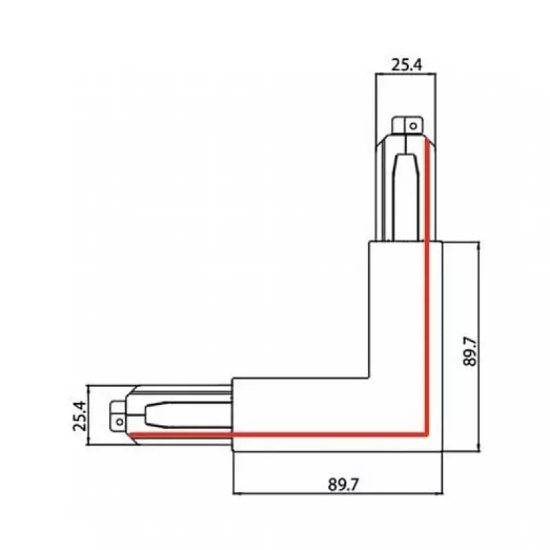 Brumberg 87127070 Conector de canto a 90° para sistema de calha de 3 fases ONETRACK DALI, branco