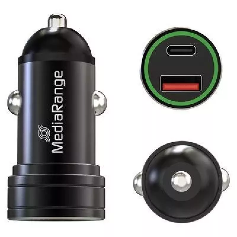 MEDIARANGE MRMA120 Carregador de carro USB-C 20W com Power Delivery, preto