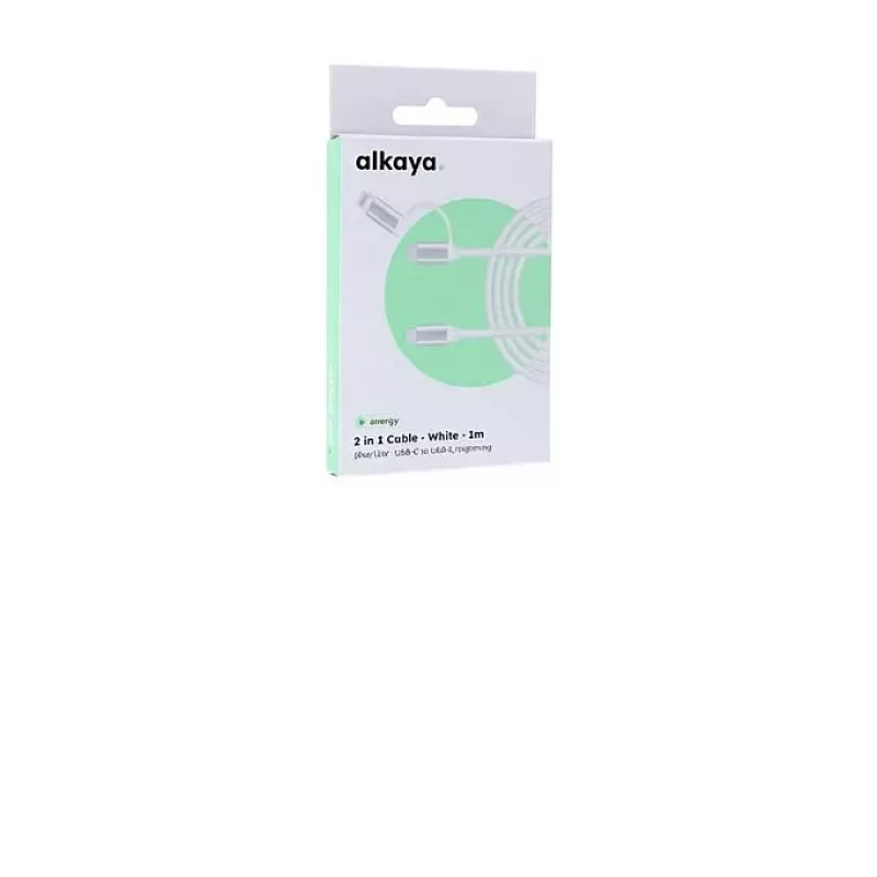ALKAYA Speed Flex Cabo de Carregamento e Dados 2 em 1 USB-C - Lightning de Alto Brilho 15W/12W 1m Branco (CL-60027)