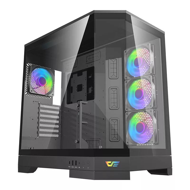 DARKFLASH DQX90 Caixa de Computador Mid-Tower Preta com Vidro Temperado
