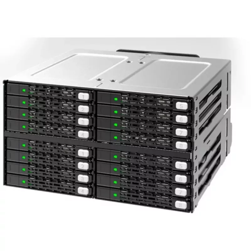 ICY DOCK ToughArmor MB516SP-B Módulo Backplane 16-Bay 2,5 polegadas SAS/SATA SSD/HDD para 2x Baías 5,25 polegadas