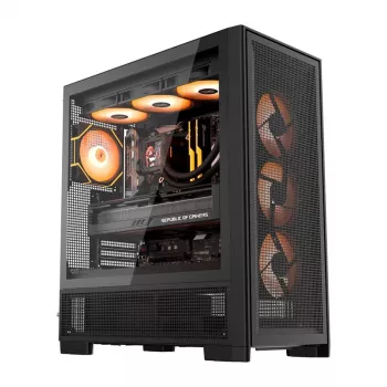 Caixa de computador Mid-Tower DarkFlash AIRNOVA preta + 3 ventoinhas ARGB de 120mm