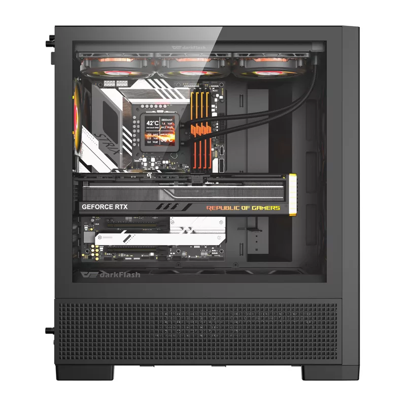 Caixa de computador Mid-Tower DarkFlash AIRNOVA preta + 3 ventoinhas ARGB de 120mm