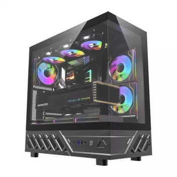 Caixa de computador Mid-Tower DarkFlash DS950 (preta) com 6 ventoinhas ARGB pré-instaladas