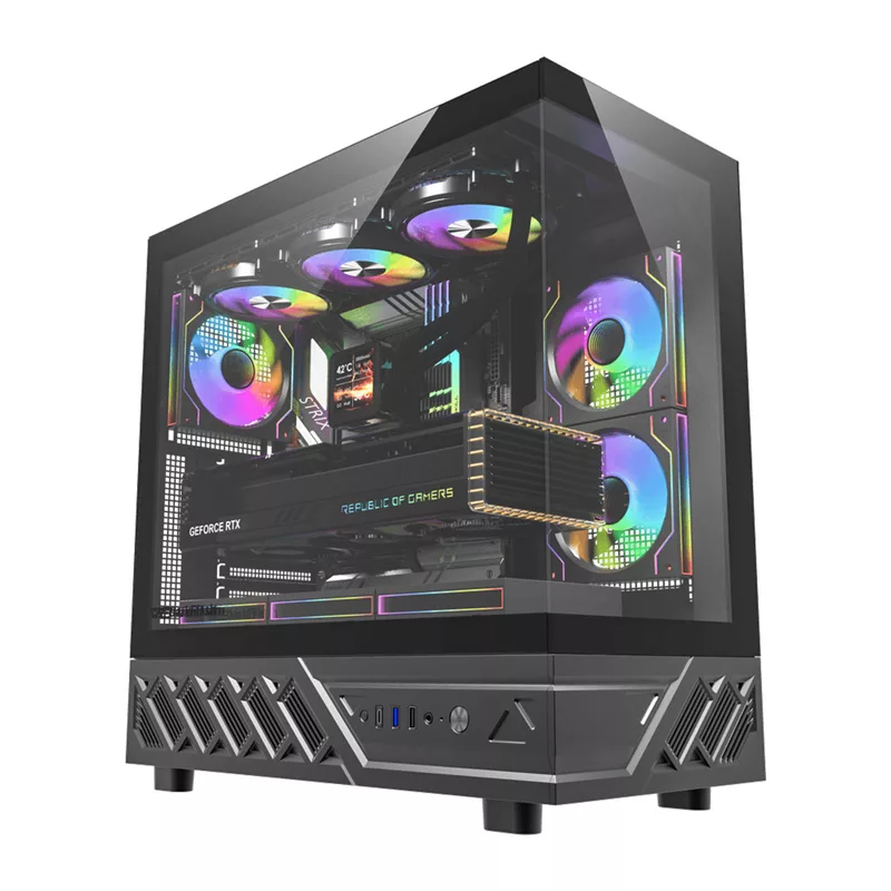 Caixa de computador Mid-Tower DarkFlash DS950 (preta) com 6 ventoinhas ARGB pré-instaladas