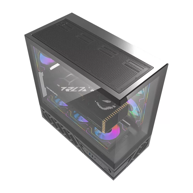 Caixa de computador Mid-Tower DarkFlash DS950 (preta) com 6 ventoinhas ARGB pré-instaladas