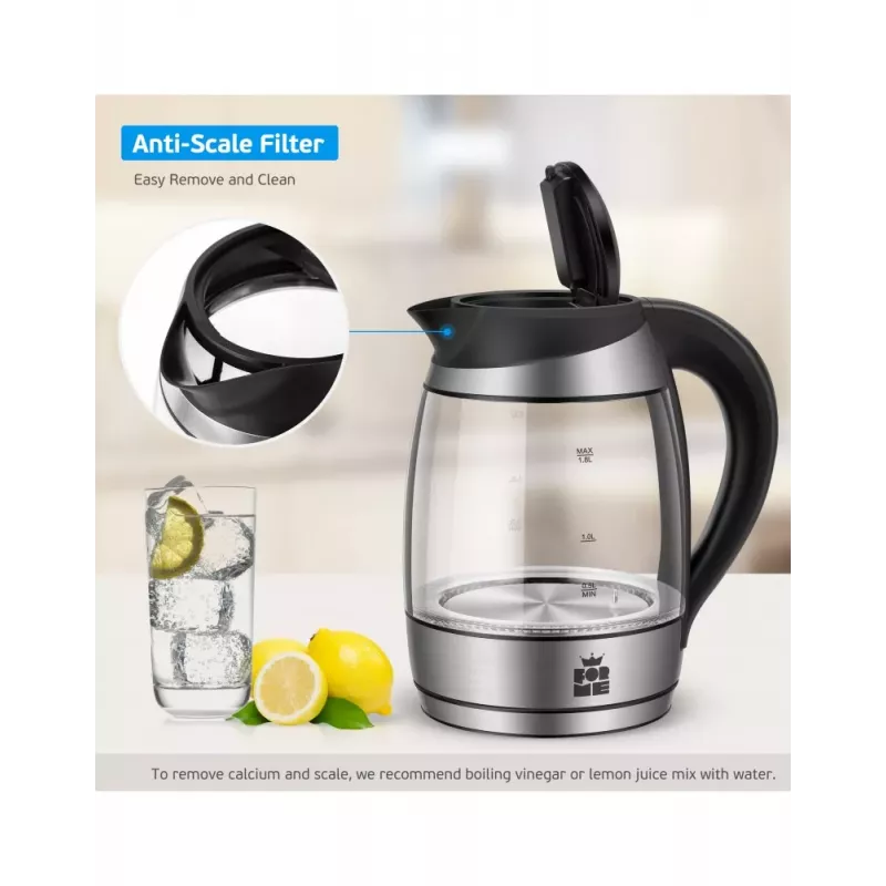 Chaleira sem fios ForMe FKG-458 1,8 L aço inoxidável / preto