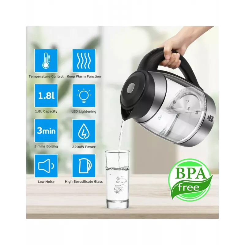 Chaleira sem fios ForMe FKG-458 1,8 L aço inoxidável / preto
