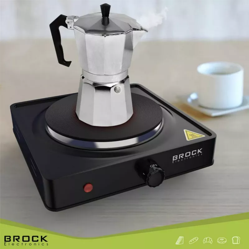 Brock EP 100 BK placa elétrica individual, 1500 W, preto