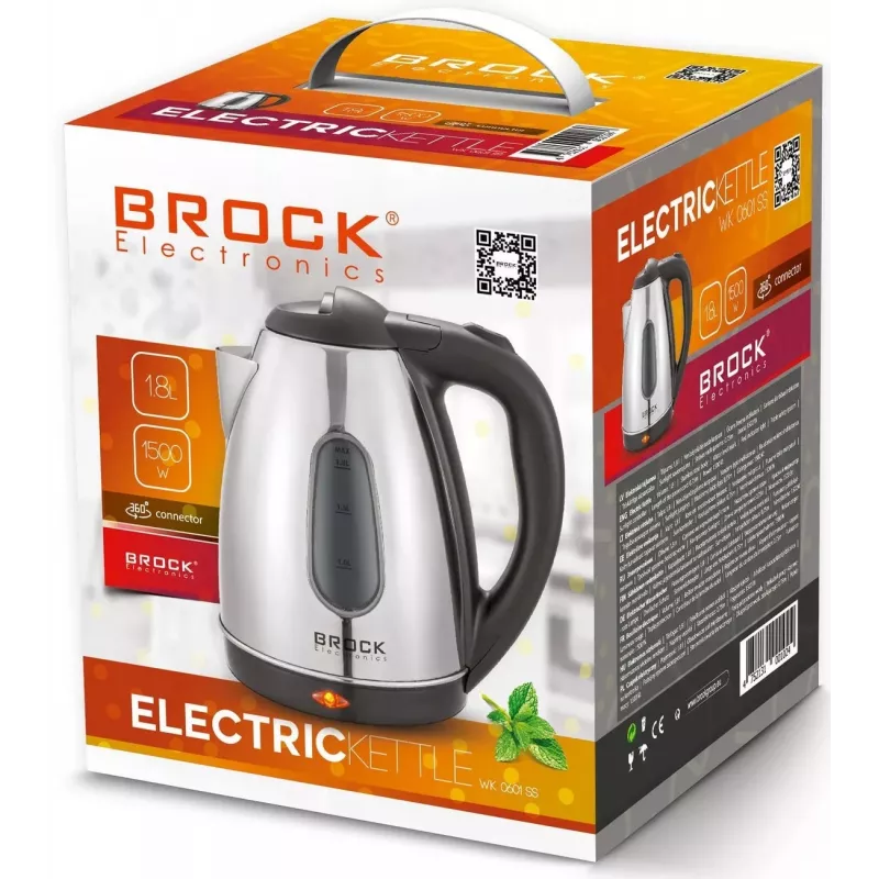 Brock WK 0601 SS chaleira elétrica, 1,8 L, 1500 W, aço inoxidável