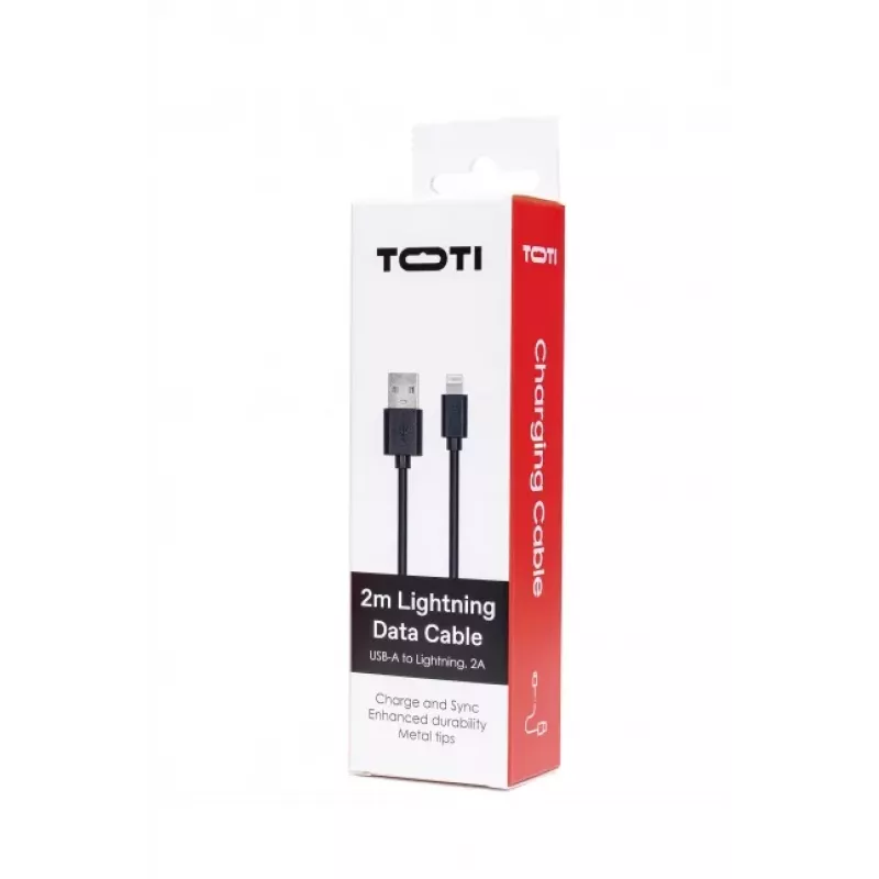 SEEK TOTI USB-A para Lightning, cabo de dados PVC 2m 2A (non-MFI), preto