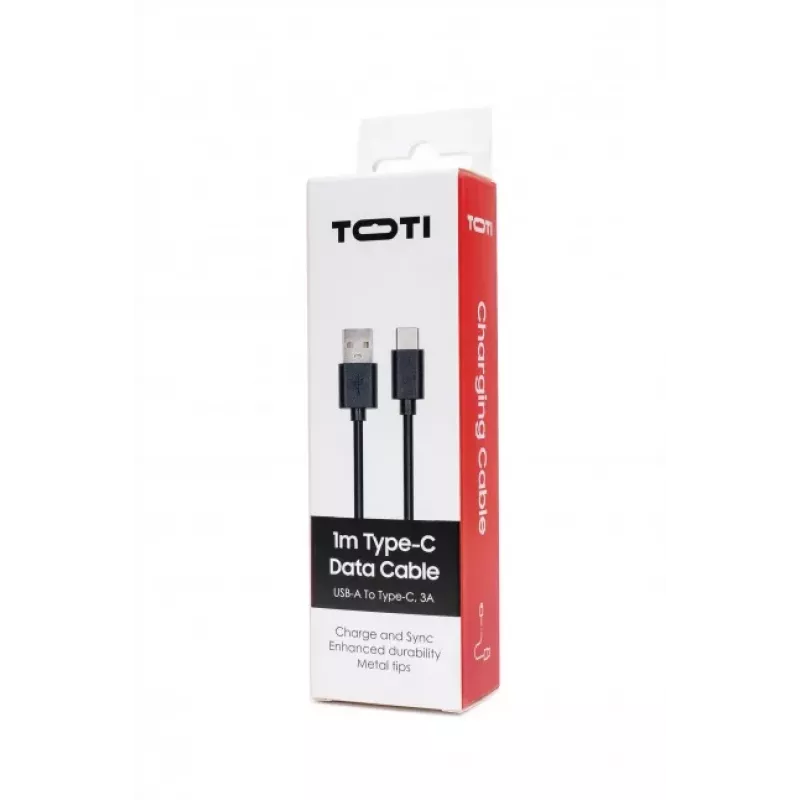 SEEK TOTI USB-A para Type-C, cabo de dados PVC 1m 3A, preto