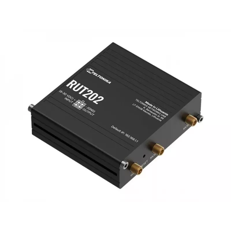 Teltonika RUT202 - Router wireless 4G LTE, Wi-Fi 4, 2x Ethernet, calha DIN