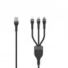 SEEK TOTI USB-A para Micro-USB / USB-C / Lightning cabo entrançado 1,5m 2A (Non-MFI) preto
