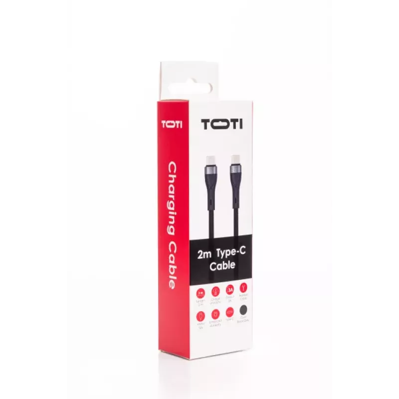 SEEK TOTI USB-C para USB-C 2m cabo entrançado 3A preto