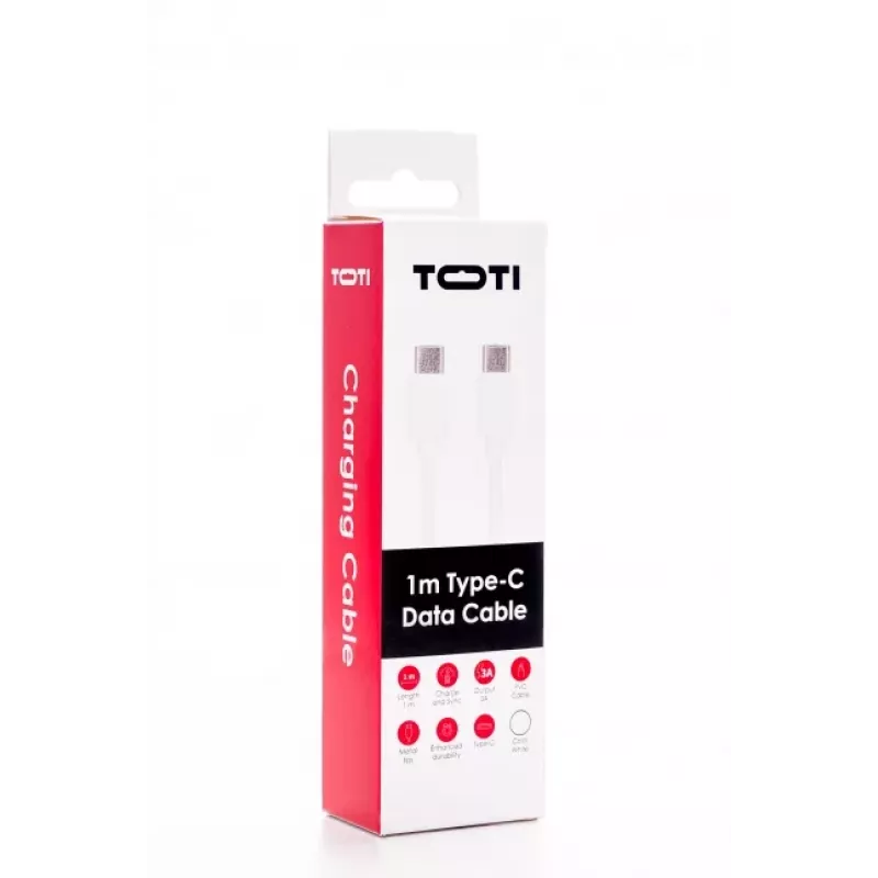 SEEK TOTI Type-C para Type-C cabo de dados PVC 1m 3A branco