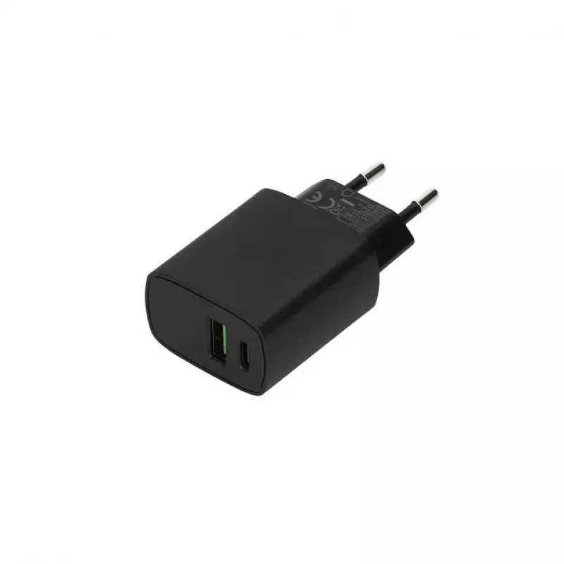 SEEK TOTI Carregador de parede rápido 20W Type-C + USB A, preto