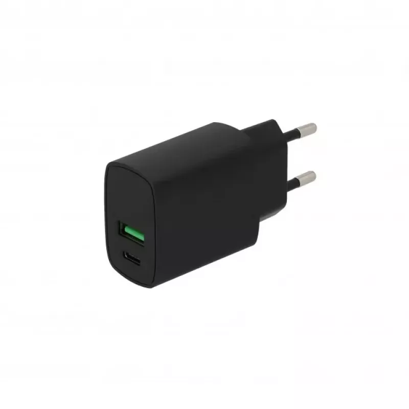 SEEK TOTI Carregador de parede rápido 20W Type-C + USB A, preto