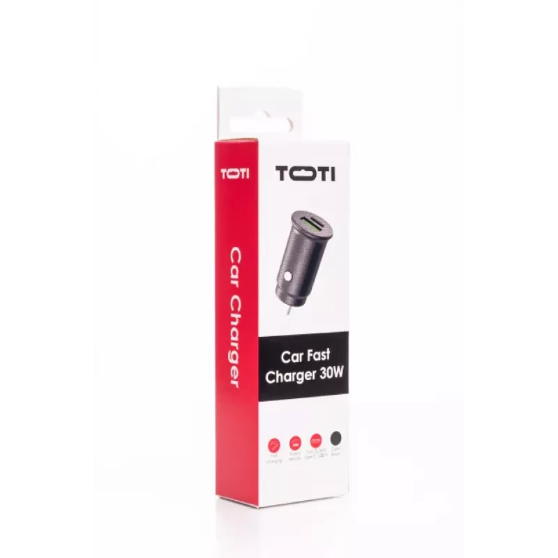 SEEK TOTI Carregador de automóvel rápido 30W Type-C + USB A, preto