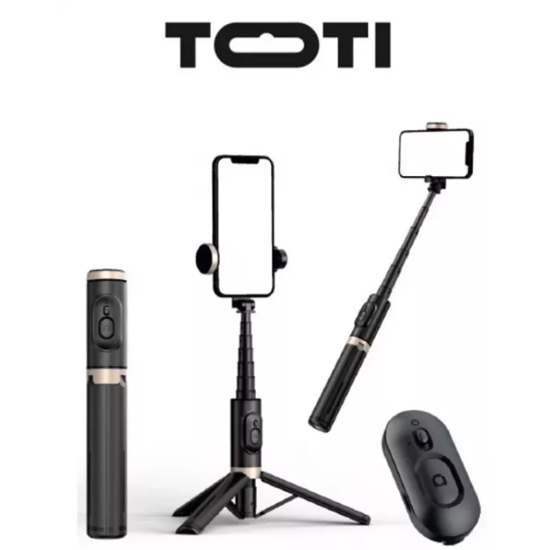 SEEK TOTI Pau de selfie com design oculto e tripé estável Q12, preto