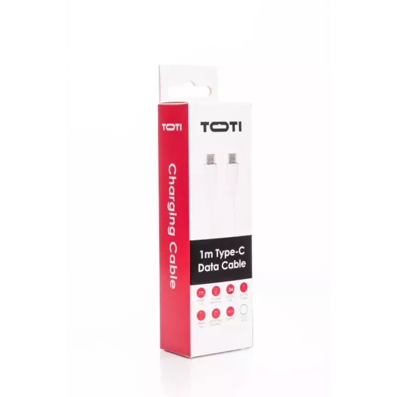 SEEK TOTI Cabo de silicone USB-C para USB-C 1m 3A branco