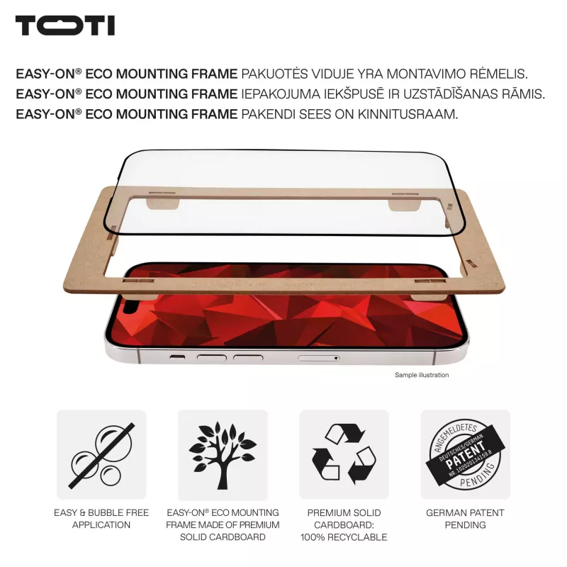 TOTI PREMIUM Película de Vidro Temperado Premium 3D Full Cover para Apple iPhone 17 Pro Max