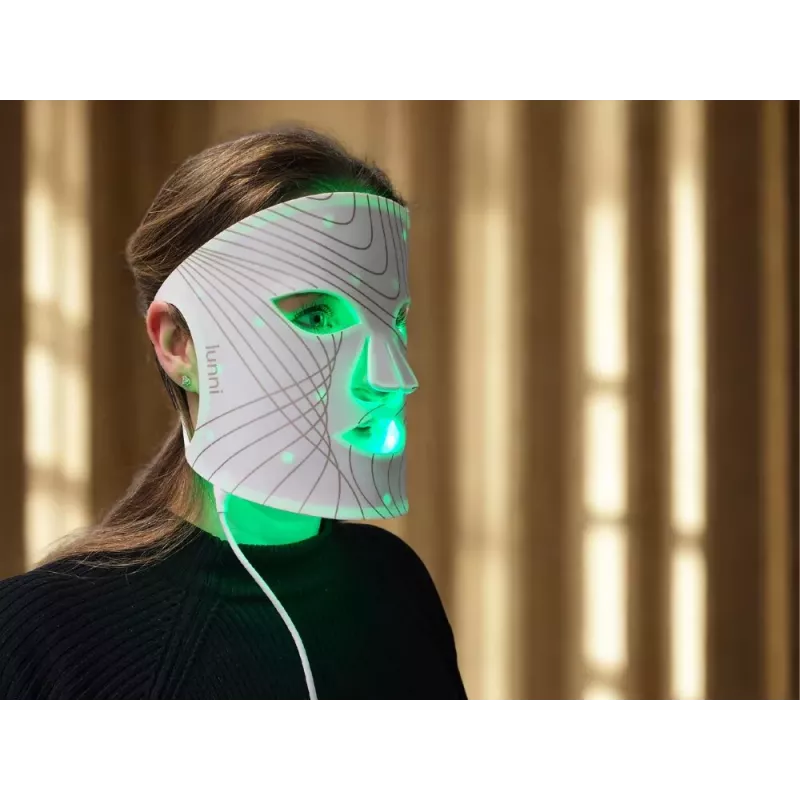 Lunni Máscara Facial LED de Silicone com 7 Cores e Luz Infravermelha Próxima Branca