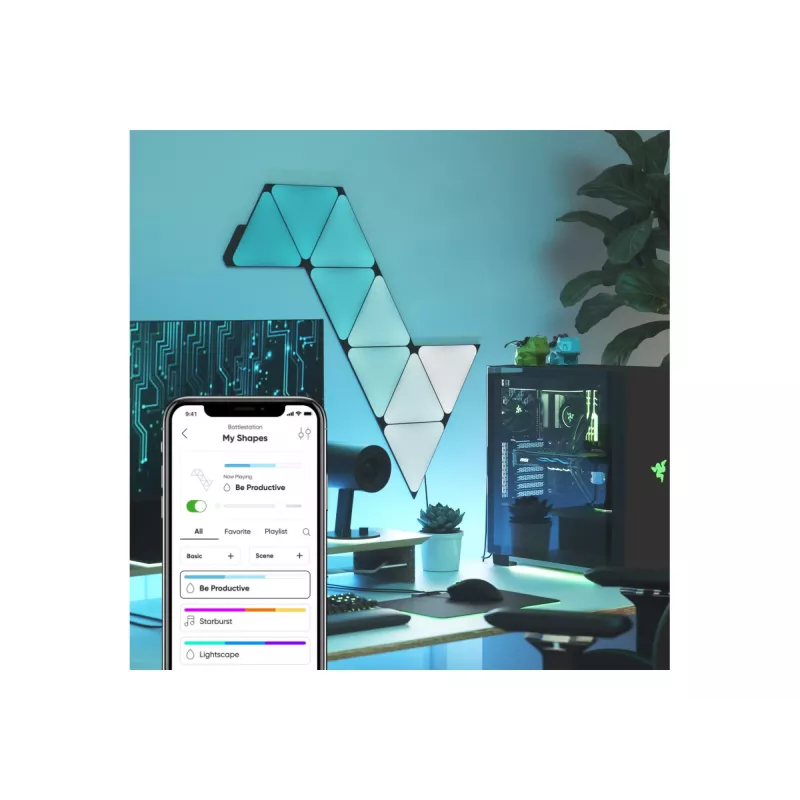 Nanoleaf Shapes Triângulos Pretos Kit Inicial (9 Painéis) 42W WiFi