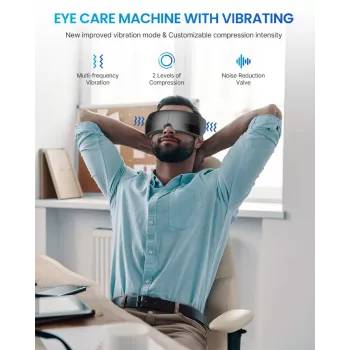 RENPHO Eyeris View massajador de olhos com calor, compressão de ar, vibração, Bluetooth, USB-C, dobrável, cinzento