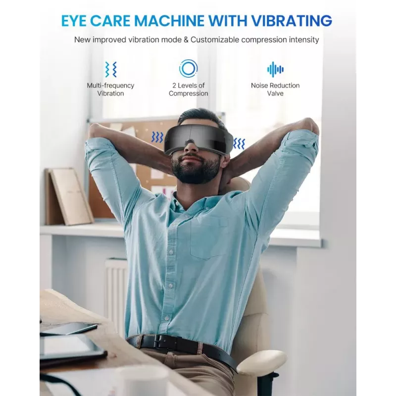RENPHO Eyeris View massajador de olhos com calor, compressão, vibração, Bluetooth, USB-C, dobrável, cinzento