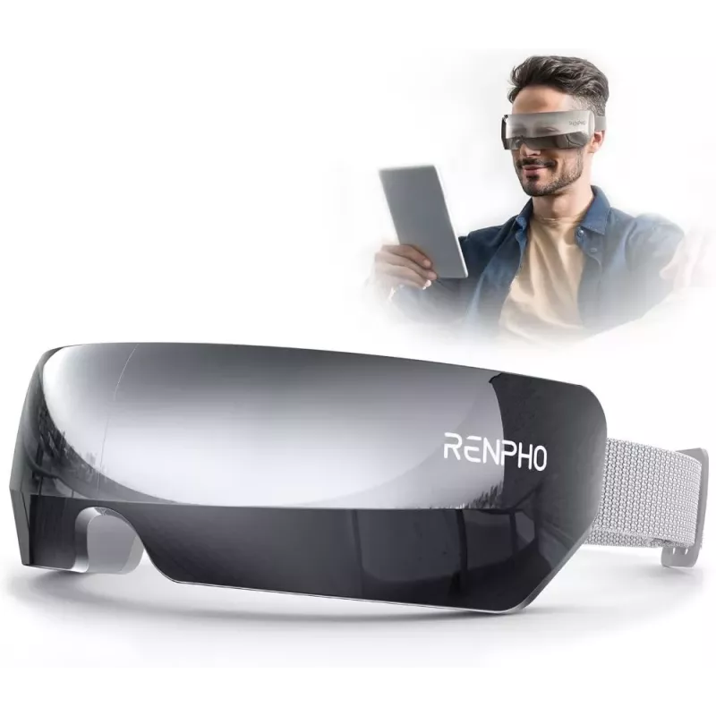 RENPHO Eyeris View massajador de olhos com calor, compressão, vibração, Bluetooth, USB-C, dobrável, cinzento