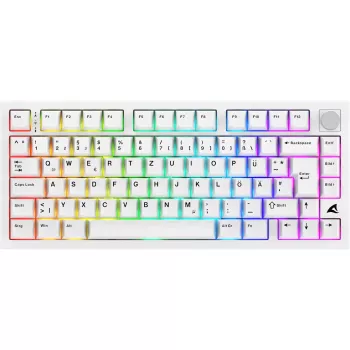 Sharkoon SGK55W SKILLER teclado gaming sem fios, layout 75%, teclas PBT, branco