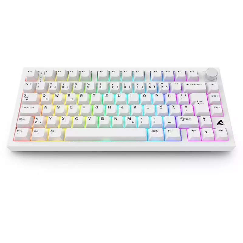 Sharkoon SGK55W SKILLER teclado gaming sem fios, layout 75%, teclas PBT, branco