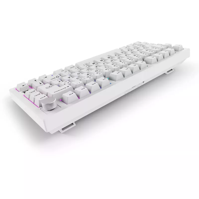 Sharkoon SGK55W SKILLER teclado gaming sem fios, layout 75%, teclas PBT, branco