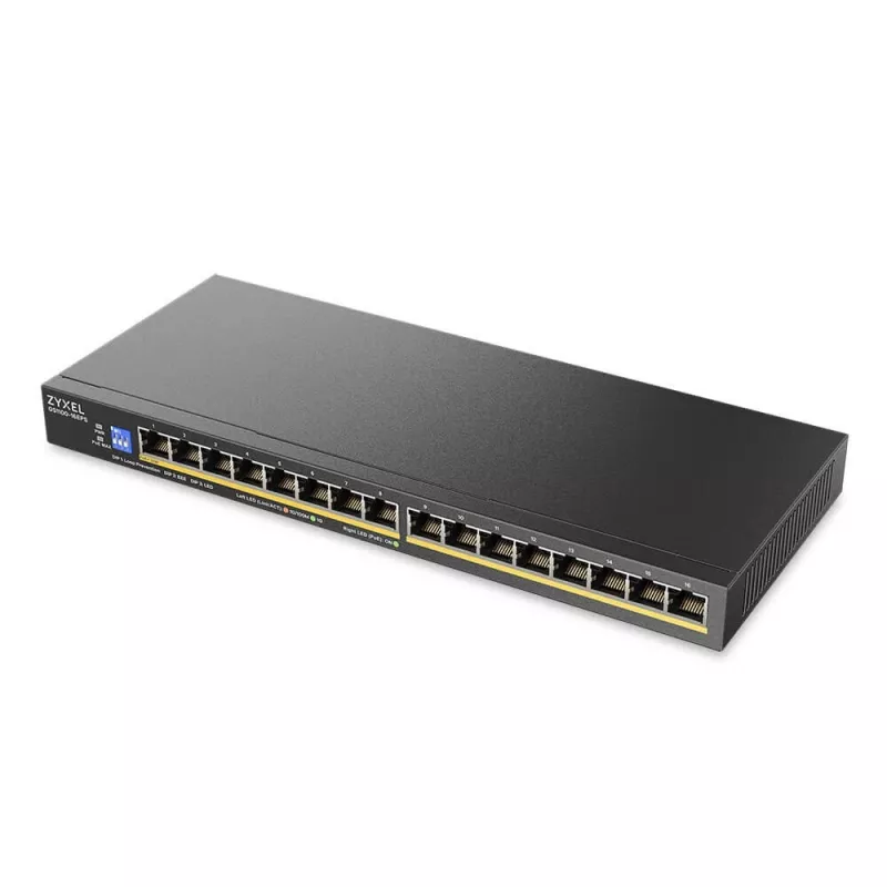 Switch ZyXEL GS1100-16EPS 16 portas Gigabit não gerido PoE+ com orçamento de 135W