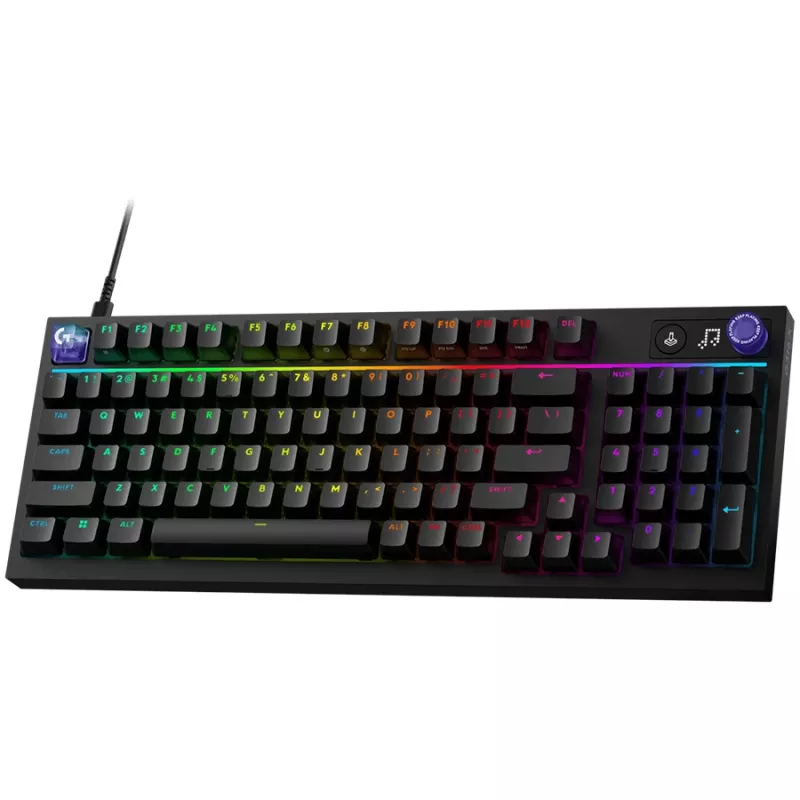 Teclado gaming Logitech G316 X 98, layout húngaro, preto, com fios, Lightsync RGB