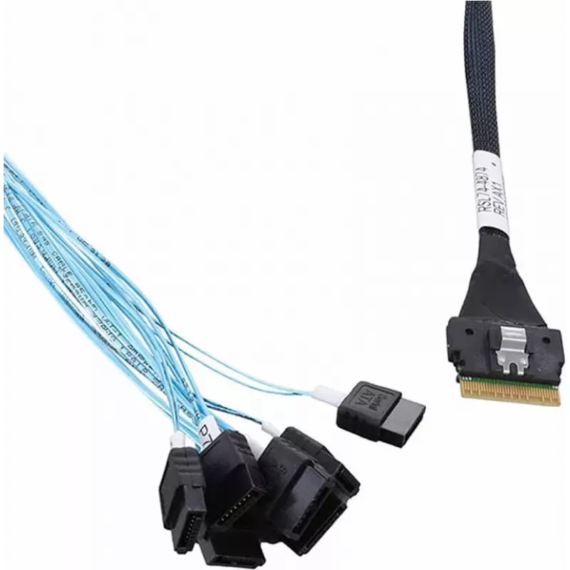 Cabo SAS interno Microchip Adaptec - 1x8 Slim SAS (SFF-8654) para 8x SATA - 0,8 m