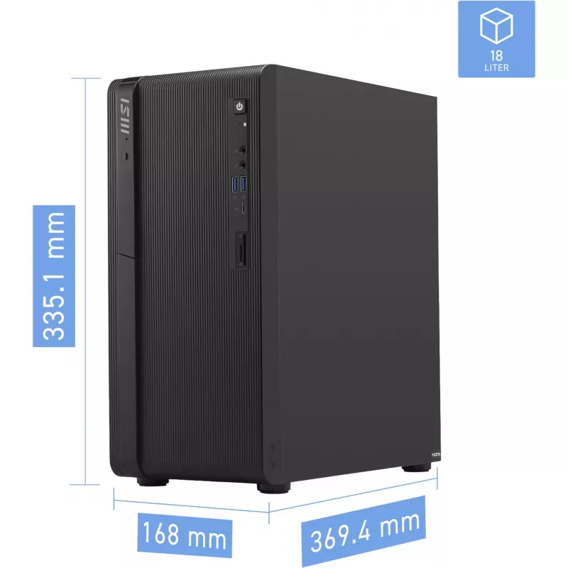 MSI PRO DP180 AI 8HG-1436AT mini PC, Intel Core i5-14400, 16GB DDR5, 512GB NVMe SSD, Windows 11 Pro, preto