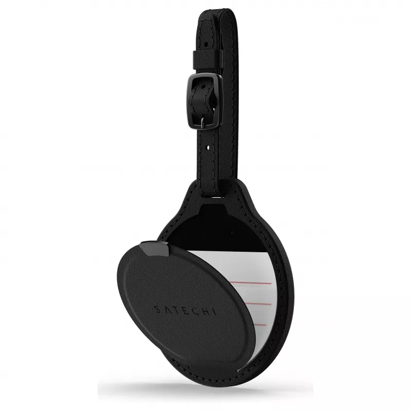 Satechi FindAll Etiqueta de bagagem de couro vegano Preto