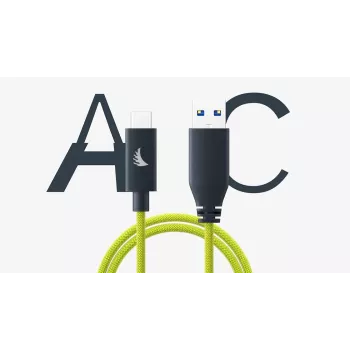 Cabo Angelbird USB-A para C 3.2 Solid Flex Lime 1 ft UAC3SFL32